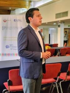 Diego Vargas Chávez, presidente de la Junta Directiva de la Asociación Colombiana de Psiquiatría, durante el lanzamiento de la campaña «Prevenir es Preguntar».
